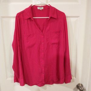 Express Fuscia Slim Fit Portofino Blouse XL